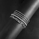 Silver Bracelets for Women Girls Sets Dainty Link Paperclip Bracelet Stack Small Ball Bead