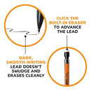 Xtra-Smooth Mechanical Pencils With Erasers, Medium Point (0.7mm), 40-Count Pack