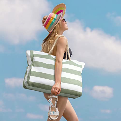 Beach Bags for Women, Large Waterproof Beach Tote Bag with Zipper Beach Bags
