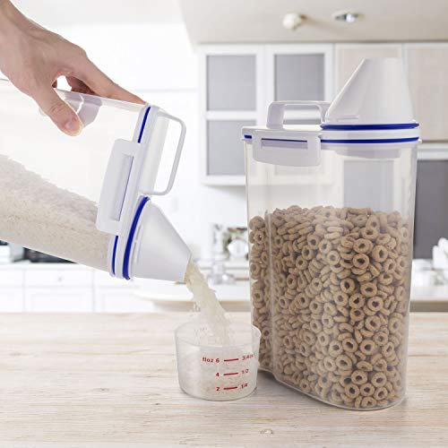 2Pack, Rice Storage Bin with Airtight Design Grain Flour Nuts Organization