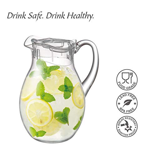 Amazing Abby - Bubbly - Acrylic Pitcher (72 oz), Clear Plastic Pitcher, BPA-Free and Shatter-Proof, Great for Iced Tea, Sangria, Lemonade, and More