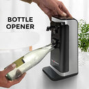 Electric Can Opener, Easy Push Down Lever, Knife Sharpener, Bottle Opener Black