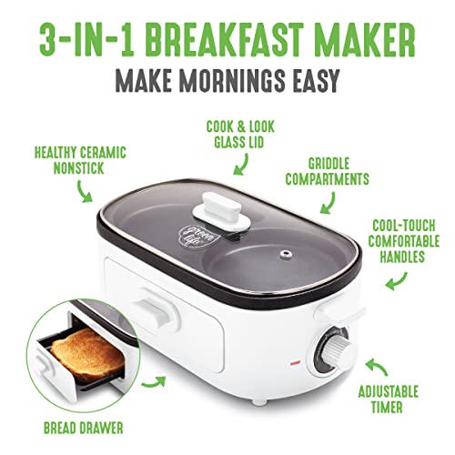 Breakfast Maker, Healthy Ceramic Nonstick Dual Griddles for Eggs Meat and Pancakes