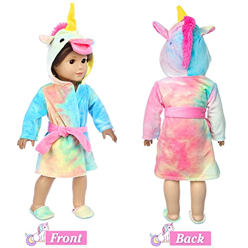 18 inch Doll Clothes and Doll Sleeping Bag Set - Rainbow Unicorn Doll Costume