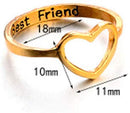 Love Heart Friendship Rings Set for Women Men Geometric Best Friend