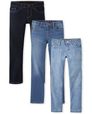 The Children's Place Girl's Basic Skinny Jeans, Blueberry Wash/Md Lara Wash/True Indigo, 8