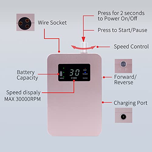 Brushless Nail Drill, Portable Professional Rechargeable Cordless E File for Acrylic Nail