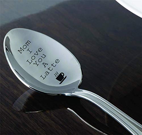 Mom I love you a latte with"cup" sign engraved on spoon - gifts for mom