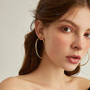 Dainty 70mm 14K Yellow Gold Silver Big Large Hoop Earrings Sensitive Ears