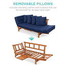 Best Choice Products Outdoor Convertible Acacia Wood Futon Sofa Furniture