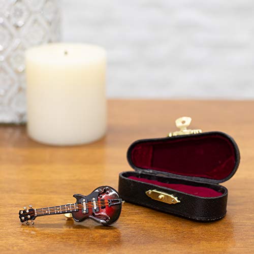 Women's Miniature Musical Instrument Lapel Pins - Velvet Lined Case - Electric Guitar