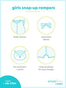 Simple Joys by Carter's Baby Girls' Snap-Up Rompers, Pack of 3, Blue/White/Grey, Swan/Floral/Dots, Newborn