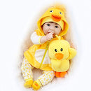 22 Inch Real Looking Newborn Girl Doll with Yellow Clothes and Duck Toy
