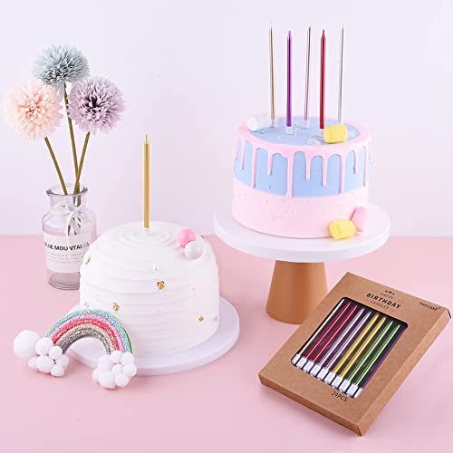 24-Count Gold Long Thin Metallic Birthday Candles, Cake Candles