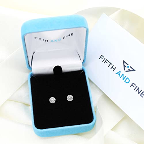 Diamond Stud Earrings Set in 925 Sterling Silver