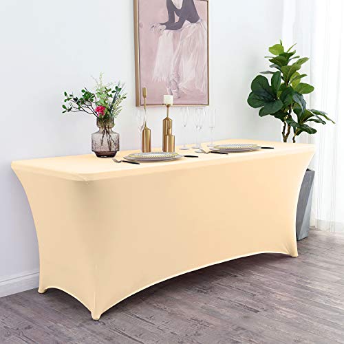 Spandex Table Covers 4 ft, Stretch Tablecloths for Standard Folding Tables