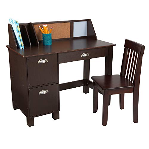 Wooden Study Desk with Chair - Drawers, Extra Storage, Handles, Gift for Ages 5-10