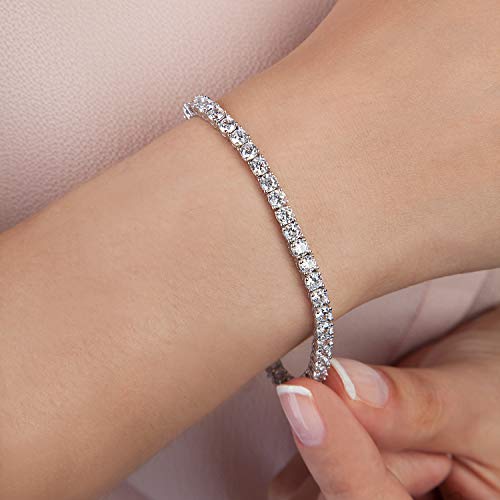 14K Gold Plated Cubic Zirconia Classic Tennis Bracelet | White Gold Bracelets for Women