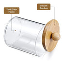 4 Pack Qtip Holder Dispenser with Bamboo Lids - Apothecary Jar Containers for Vanity