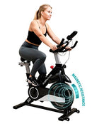 Slim Indoor Cycling Bike with Silent Magnetic Resistance, Stationary Exercise Bikes