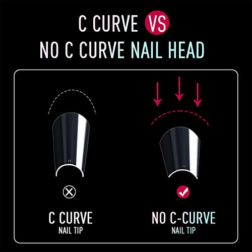 No C Curve Extra Long Coffin Nail Tips 420PCS Clear XXXL Acrylic False Nails Soft Gelly
