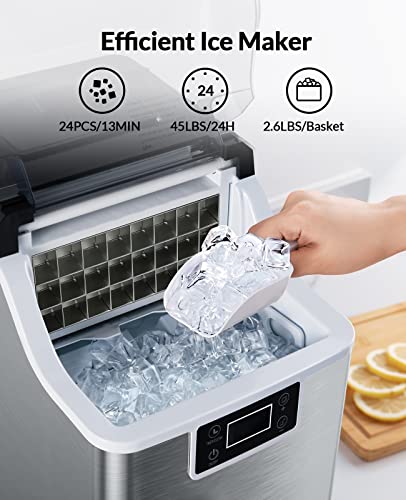 Countertop Ice Cube Ice Makers, 45lbs Per Day, Auto Self-Cleaning