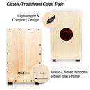 Pyle String Cajon - Wooden Percussion Box, with Internal Guitar Strings, Full Size