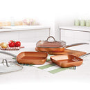 Copper Chef Non-Stick Square Fry Pan 5-Piece Set, 8 Inch Griddle Pan, 9.5 Inch