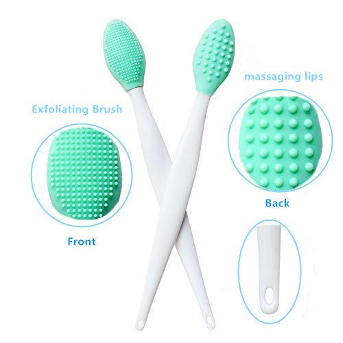 3 PCS Lip Scrub Brush, Double-Sided Silicone Exfoliating Lip Brush