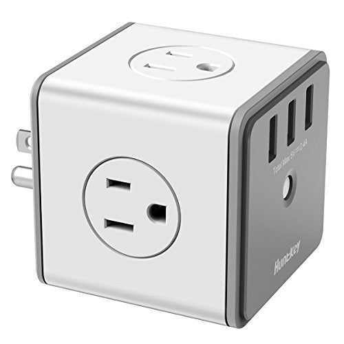 Huntkey Surge Protector USB Wall Adapter with 4 AC Outlets 3 USB Charging Ports