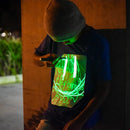 Interactive Glow in The Dark T-Shirt - Fun for Birthday Parties & Festivals (Blue/Green Glow, Large)