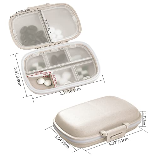 1Pack Travel Pill Organizer, 8 Compartments Portable Pill Case, Small Pill Box for Pocket