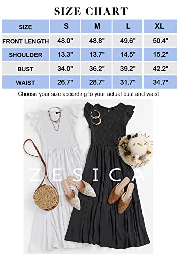 Women's Casual Short Sleeve Elastic Waist Tiered Midi Dress