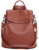 Travel Backpack Purse for Women, PU Leather Anti Theft Large,Shoulder Bags Brown