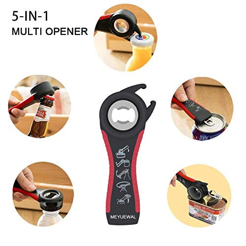 5 in 1 Multi Function Can Opener Bottle Opener Kit with Silicone Handle Easy to Use