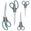 Scissors Set of 4, Premium Stainless Steel Razor Blades, Ergonomic Semi-Soft Rubber Grip