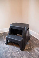2-Step Molded Plastic Stool with Non-Slip Step Treads, 300-Pound Capacity