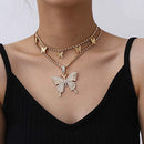Big Butterfly Pendant Necklace Rhinestone Chain for Women Girl  Choker Necklace