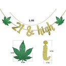 21 & high Banner for 21st Birthday Marijuana Leaf Theme 420 Birthday Party
