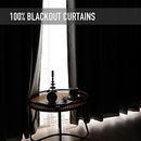 Linen Blackout Curtains 96 Inch Long 2 Panels Set, Clip Rings/Rod Pocket Blackout Curtains