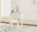 Pretend Play Kids Vanity Table and Chair Vanity Set with Mirror Makeup Dressing Table