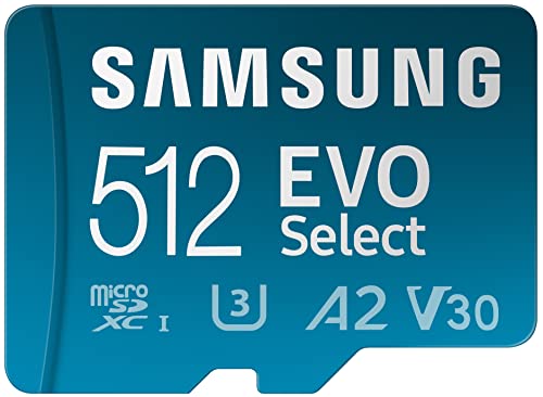 SAMSUNG EVO Select Micro SD-Memory-Card + Adapter, 512GB microSDXC 130MB/s Full HD & 4K UHD