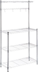 Kitchen Storage Baker's Rack with Wood Table, Chrome/Wood (36L x 14W x 63.4H)