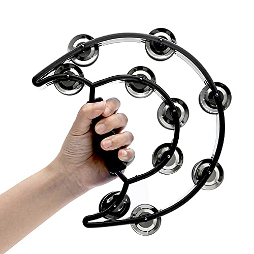 Double Row Tambourine, Metal Jingles Hand Held Percussion Tambourine Musical Instrument