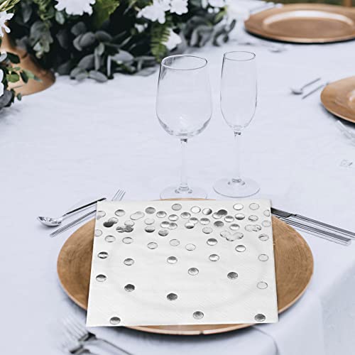 200-pack Silver Wedding Decorations Cocktail Napkins, Disposable Napkins