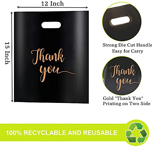 100Pcs Thank You Merchandise Bags, Extra Thick 2.36Mil 12x15In Retail Shopping Bags
