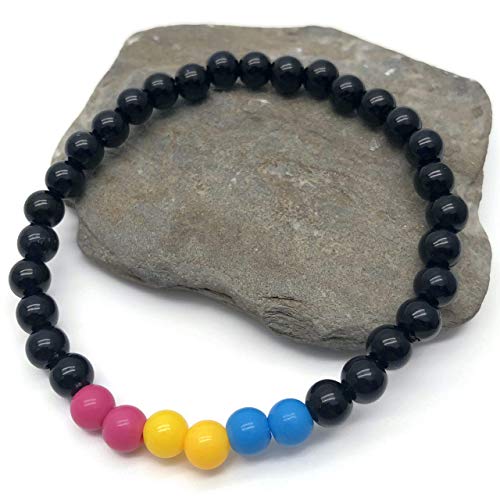 Pansexual Flag Colors Bead Bracelet - 6mm Pink Yellow and Blue Acrylic Beads 7 inches