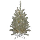 Northlight 3' Metallic Sheer Champagne Artificial Tinsel Christmas Tree - Clear Lights