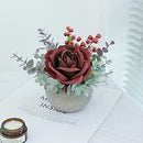 Rose in Pot Decor Potted Artificial Flowers Mini Plants Faux Flowers Indoor