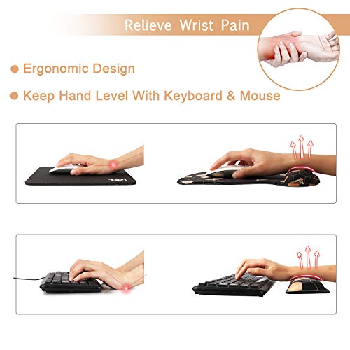 Keyboard Wrist Rest and Mouse Wrist Rest Pad, Made of Memory Foam,Ergonomic Support
